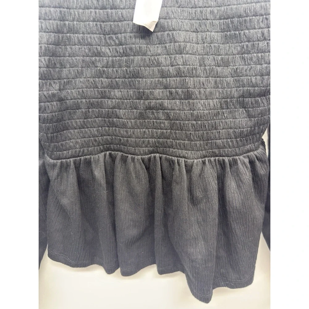 New‎ OLD NAVY Long-Sleeve Smocked Peplum Top V-neck Sz Medium #21 - Picture 4 of 7